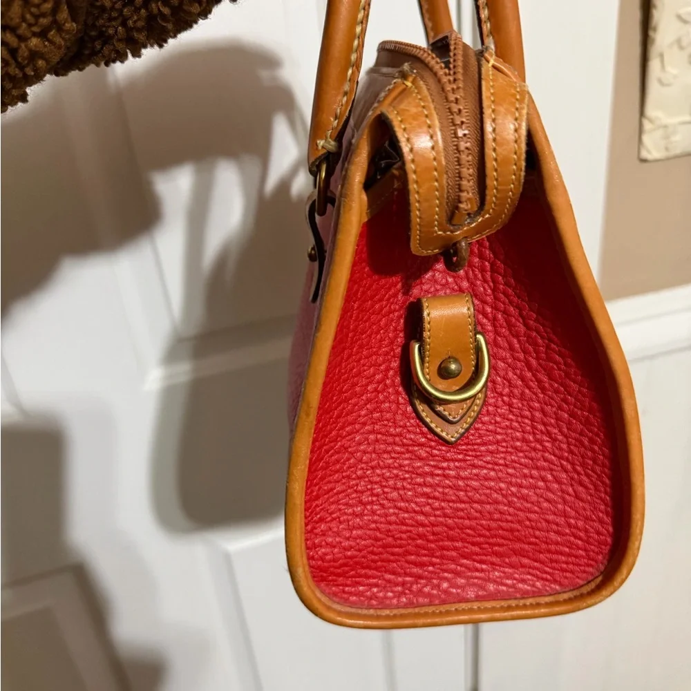 Dooney & Bourke Red and Brown Leather Satchel - Picture 3 of 5